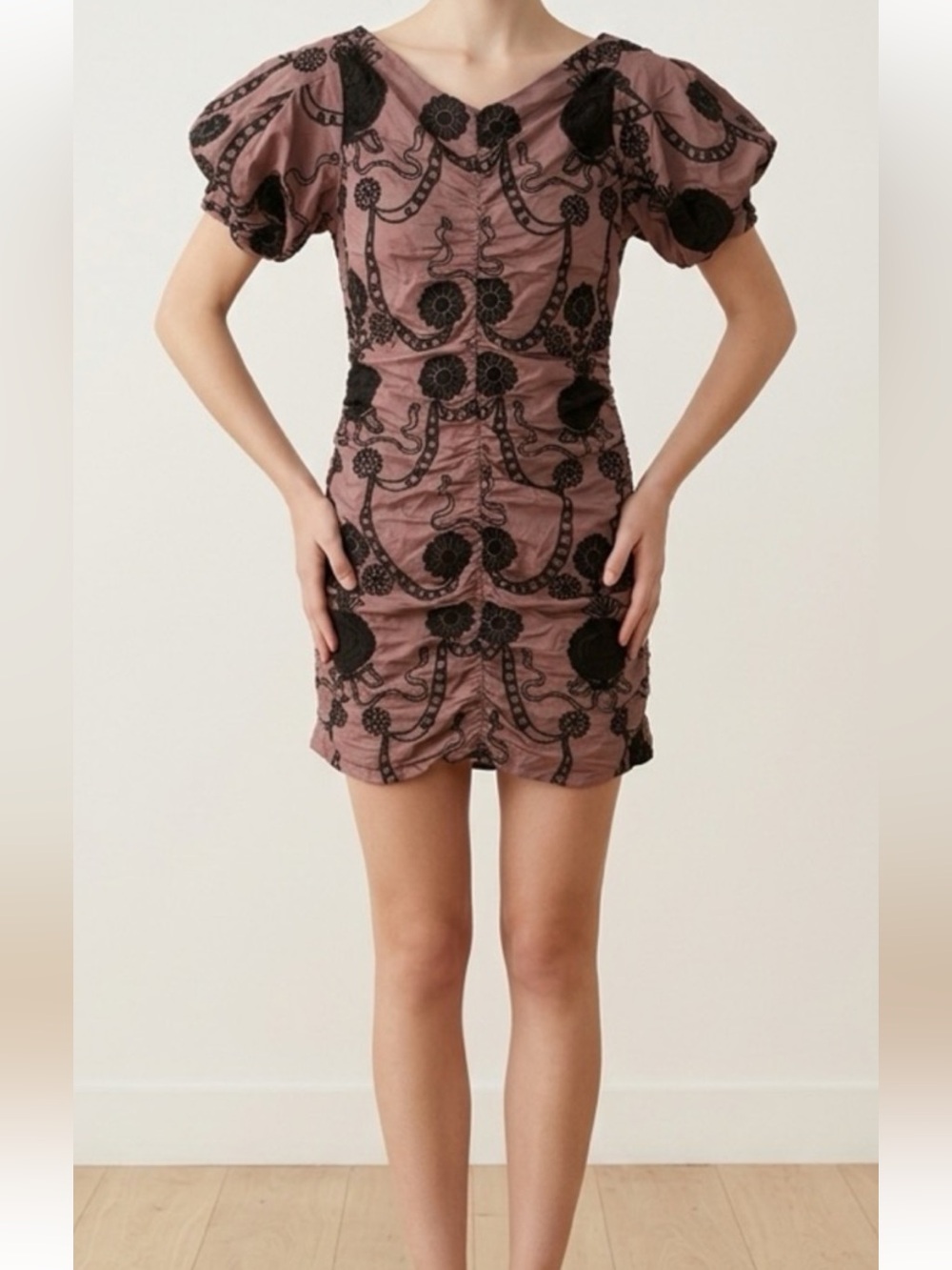 FREE PEOPLE Rust Floral Embroidered Dress